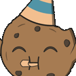 Animated Comic Cookie cheering with confetti - Cookie Hype-Twitch-Emote