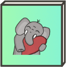 Comic elephant holding and hugging a heart – Discord Emote