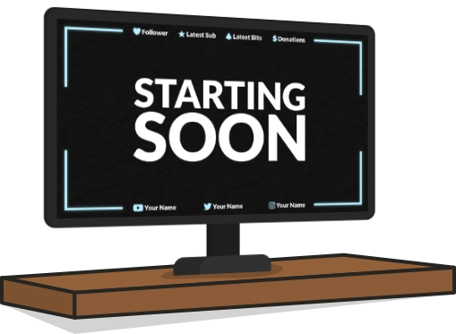 Comic TV on shelf showing "Starting Soon" OBS scene