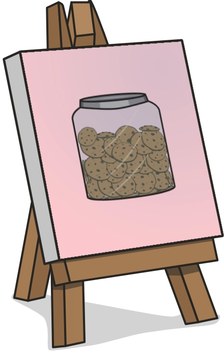 Comic canvas with a cookie jar on it – Twitch bit-badge for CocoaCoCi