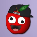 Comic apple with derp face