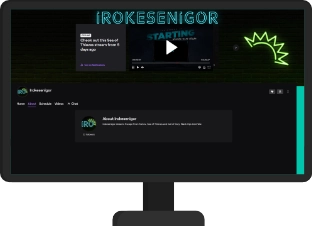 Monitor with Twitch channel design of Irokesenigor